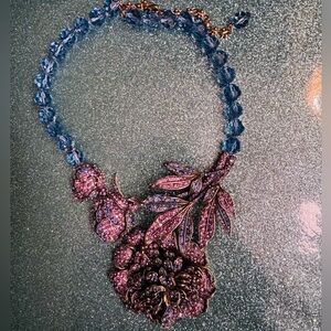 Never been worn Elegant Purple and Blue Floral Necklace